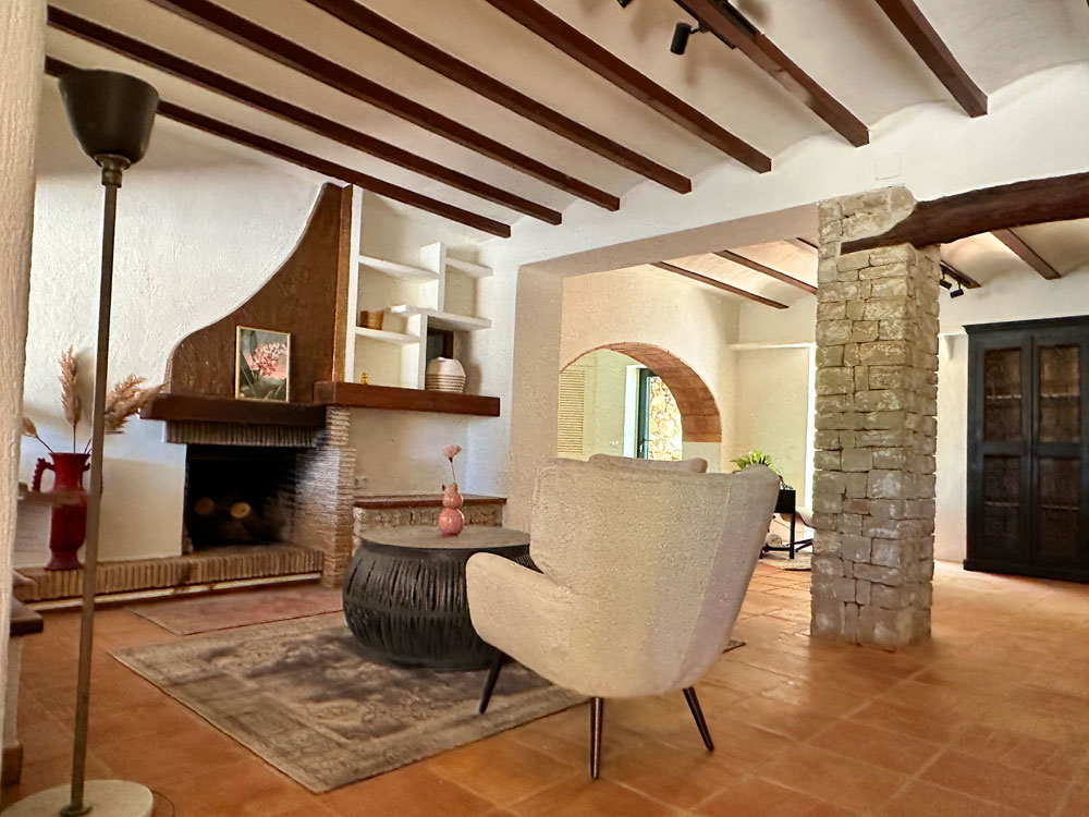 luxury finca for sale senija living room fireplace