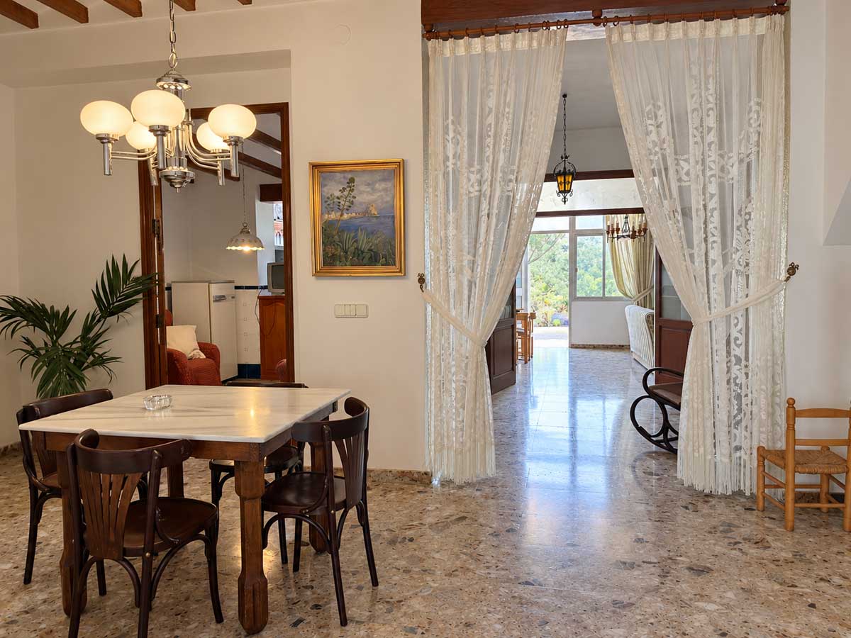 Livingroom from frontdoor village house for sale vall de laguar